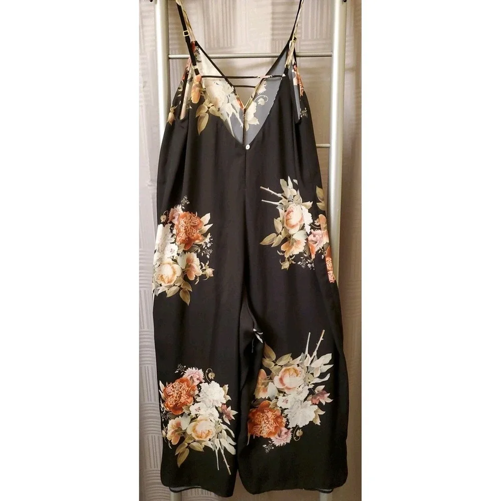 Flora by Flora Nikrooz Small Slip Sleep Romper Jumper Black Floral Romantic